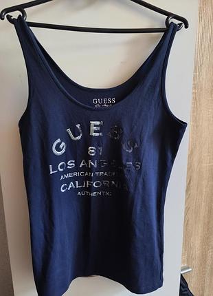 Синяя оригинальная женска майка guess