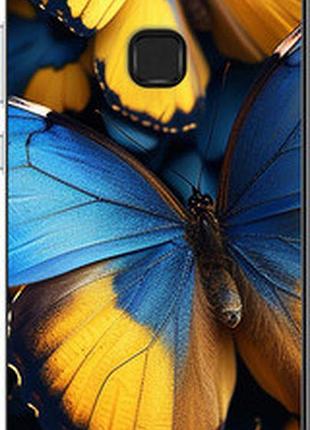 Чехол на huawei p10 lite желто-голубые бабочки "6046u-896-72104"