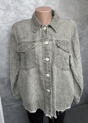Трендова жіноча сорочка 100% льон від zara xs/s (34/36)6/8