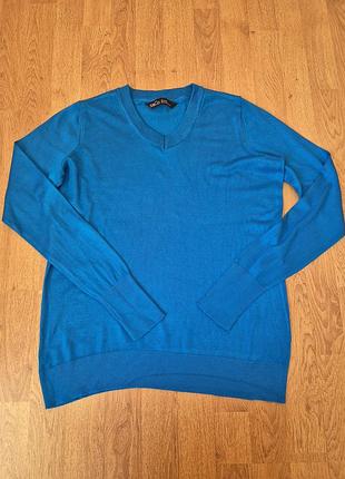 Яскравий бірюзовий джемпер з v-вирізом m&co (розмір l-xl / 48-50)