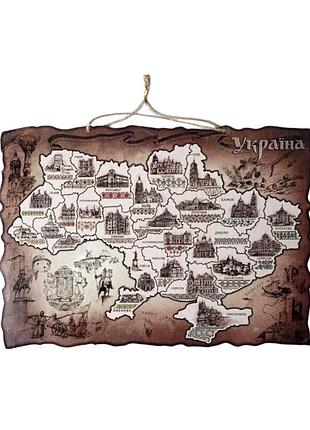 Підвісна мапа україни із дерева (українською мовою)