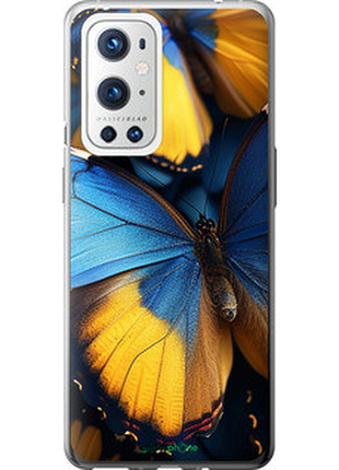 Чехол на oneplus 9 pro желто-голубые бабочки "6046u-2250-72104"