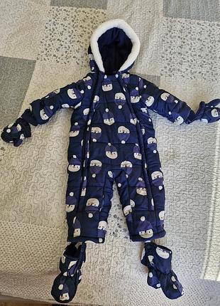 Зимовий комбінезон для хлопчика chicco piccolo синій, розмір 80