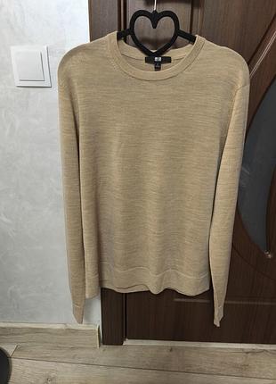 Тонкий джемпер uniqlo з 100% вовни мериноса (l) / светр uniqlo extra fine merino