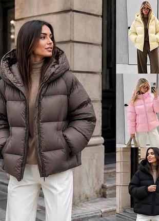 Женская зимняя куртка холлофайбер s/m ; l/xl шоколад черная желтая розовая