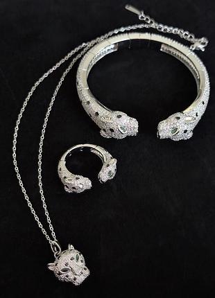 Комплект підвіска браслет та каблучка panthère de cartier