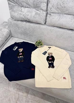 Вʼязаний світшот polo ralph lauren синій/бежевий | чоловічий светр