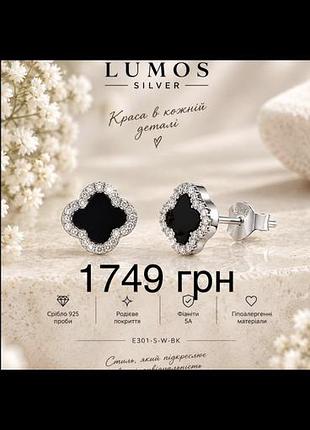 Сережки для жінок lumos silver срібні з оніксом та фіанітами