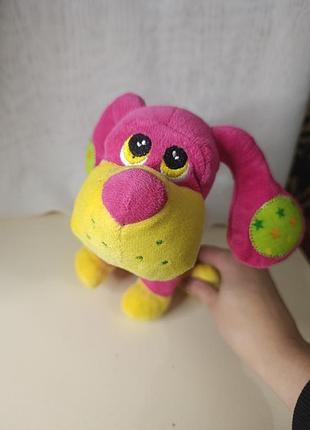 М'яка іграшка собака рожевий, жовтий