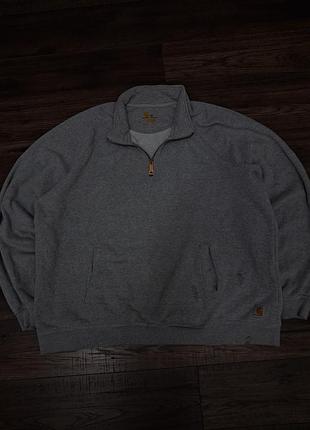 Свитшот carhartt на молнии 1/4 серый оверсайз xl/xxl (оригинал)