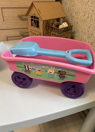 Ігровий набір для дівчинки peppa pig візок з лопаткою, рожевий