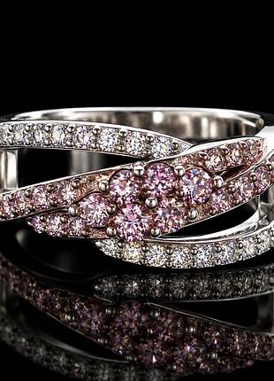 Серебряное кольцо 925 пробы с розовыми фианитами