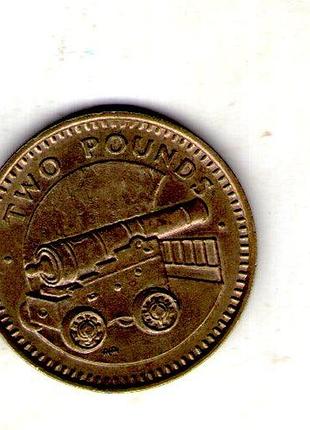 Гибралтар елизавета ii 2 фунта 1988 год вирниум, 8g, ø 29mm no3910