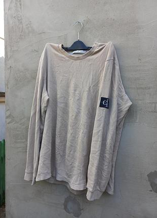 Светер - свитшот calvin klein jeans waffle knit / кремовый xxxl