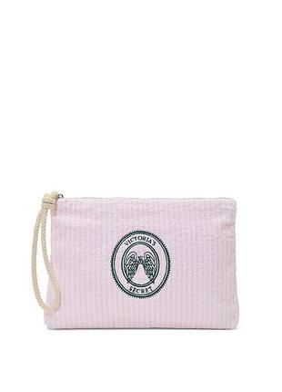 Косметичка terry large pouch wristlet heritage stripe victoria’s secret