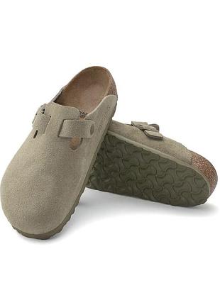 Замшеві сабо 40р оригінальні замшеві шльопанці birkenstock boston закриті шльопанці на коркові підошві
