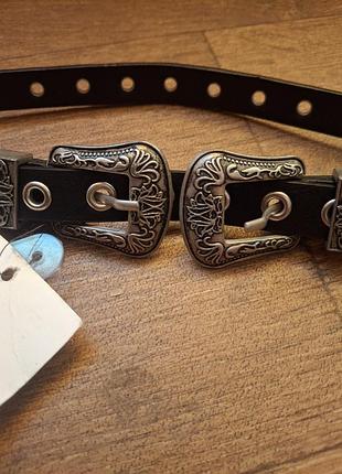 Стильный черный ремень stradivarius с двумя пряжками и заклепками, новый
