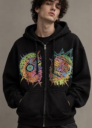 Чорне худі на блискавці rick&morty