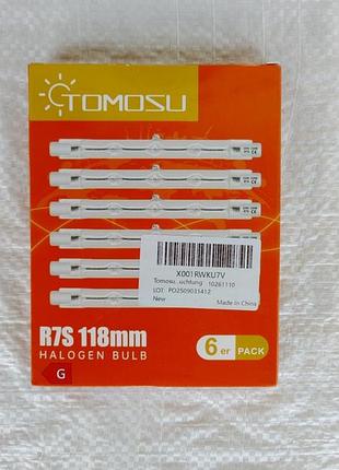 Галогеновые лампы tomosu r7s комплект из 6 шт, диаметр 118 мм, теплый белый свет