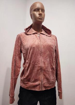 Пудровая велюровая кофта худи на молнии ny jeans, р. m-l (на бирке xs)