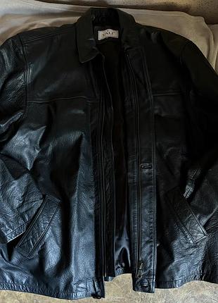 Куртка шкірянка-кожанка чоловіча унісекс vali leatherwear оверсайз шкіряна чорна