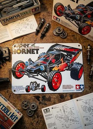 Металлическая винтажная табличка tamiya super hornet rc багги моделизм гараж декор 14х20 см