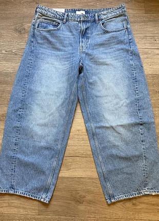 Джинси жіночі h&m barrel leg regular waist сині, розмір 46
