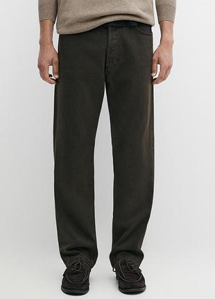 Зауженные брюки с эффектом джинсовой ткани massimo dutti slim fit (розмір usa-30, eur-38 ) — made in morocco