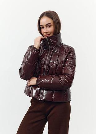 Жіноча куртка еко пух s m l бордо оливка