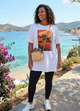 Коттоновая удлиненная футболка оверсайз от бренда primark 🤍🧡