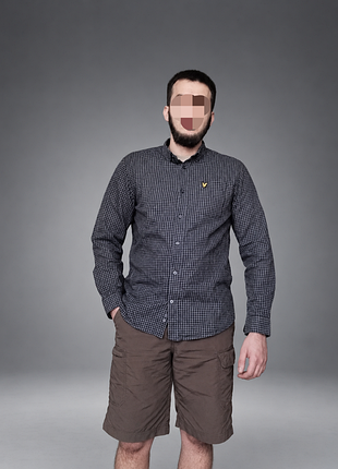 Чоловіча сорочка lyle & scott gingham check shirt сіра в клітинку