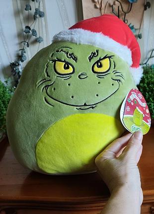 Оригінальна м'яка іграшка-антистрес squishmallows грінч у новорічному ковпаку (the grinch santa)