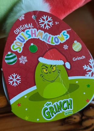 Оригинальная мягкая игрушка антистресс squishmallows гренч в новогоднем колпаке (the grinch santa) 10