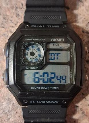 Наручний годинник чоловічий skmei dual time, чорний