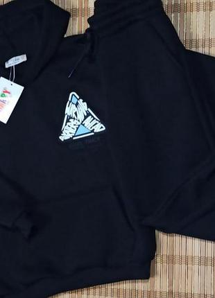 Повсякденний костюм для хлопчиків, теплий, чорний, 9-14 років, тринитка на флісі, 100% котон