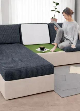 Накидки на диванные подушки разные размеры, чехлы на сидение дивана велюровые графитовый 200х90