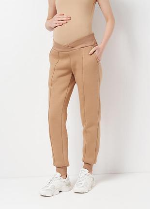 Брюки джоггеры для беременных теплых koko boutique, бежевые