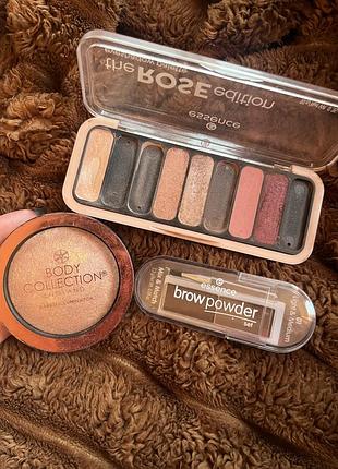 Набір декоративної косметики essence: тіні для повік, тіні для брів, хайлайтер