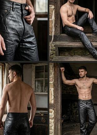 Стильные мужские кожаные брюки pantera (top quality jeans)