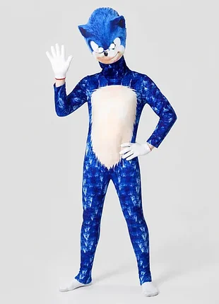 Карнавальный костюм соника (sonic) для мальчика - комбинезон + маска 130см