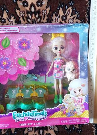 Іграшковий набір mattel enchantimals baby best friends овечка лорна ламб с питомцами и аксессуарами игрушечный набор с европы