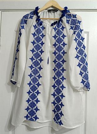 Эффектная туника-вышиванка zara в этно-стиле.