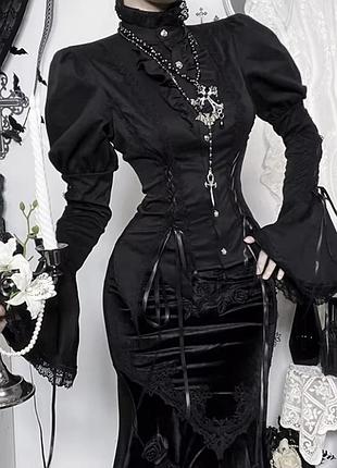 Розкішна готична блуза у вікторіанському стилі (dark academia / gothic lolita)