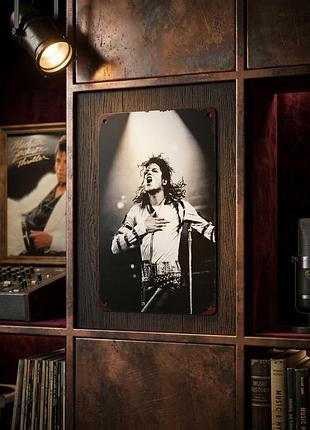 Металева вінтажна табличка майкл джексон michael jackson попкороль 14х20 см