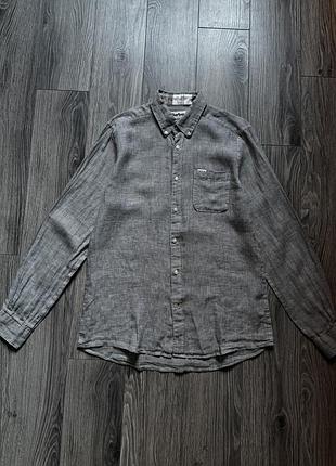 Сорочка barbour в дрібну клітинку лляна, розмір м