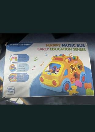 Happy music bus remoking — музичний розвиваючий автобус-сортер для дітей від 18 місяців (новий у коробці)