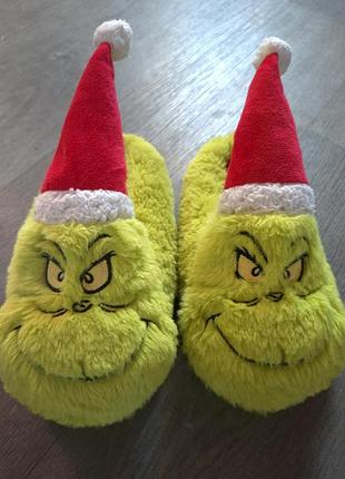 Яркие детские тапочки гренч (the grinch), размер 32-33