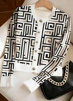 Женский кардиган с абстрактным геометрическим узором xl