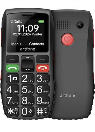 Телефон бабушкофон artfone c1 ru (русифіковане меню), великі кнопки, гучний динамік, sos, fm, ліхтарик, дисплей 1.8"