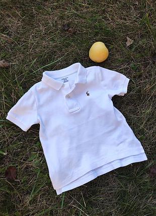 Класична біла дитяча футболка-поло від бренду polo ralph lauren на вік 18 місяців на зріст 86 см